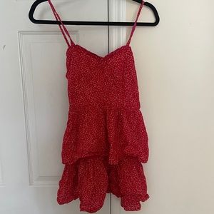 SHORT FLORAL PRINT DRESS RED SIZE XS